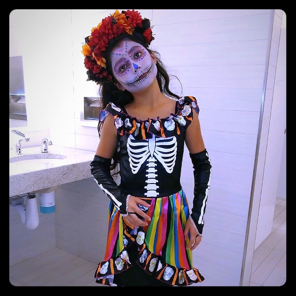 Girls Dia De Los Muertos Costume Large